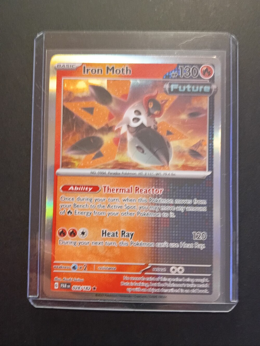Pokemon Iron Moth Holofoil Card - Orange / Red Artwork